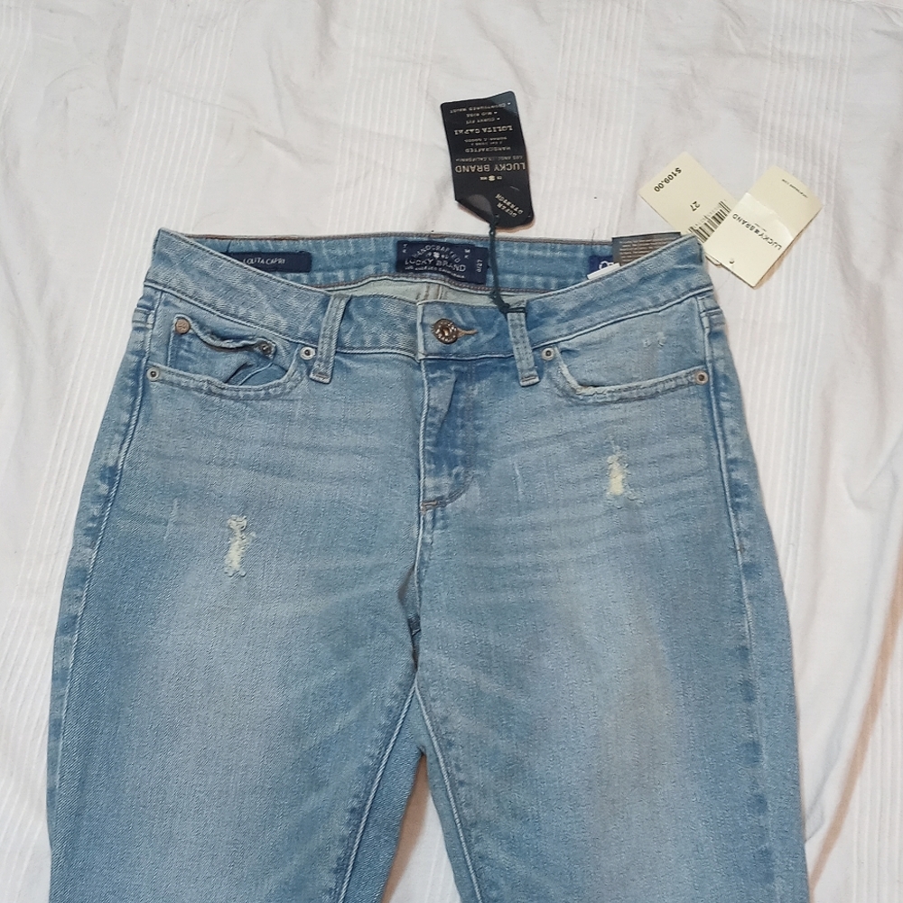 NWT LUCKY BRAND LOLITA CAPRI JEANS WOMENS 4 CROPPED PANTS MID RISE CURVY FIT - Picture 2 of 7